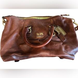 Coach Rich Brown Leather Tote with Gold Hardware
